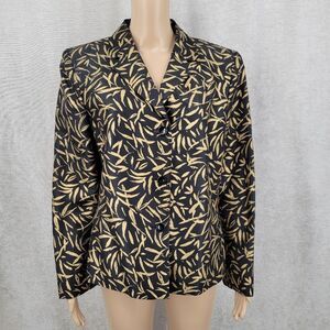 Kasper Silk Black and Gold Patterned Women's Blazer Jacket